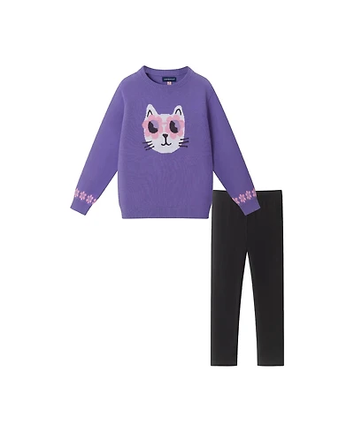 Andy & Evan Toddler Girls Toddler/Child Cat Icon Tunic Length Sweater w/Legging Set
