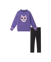 Andy & Evan Toddler Girls Toddler/Child Cat Icon Tunic Length Sweater w/Legging Set