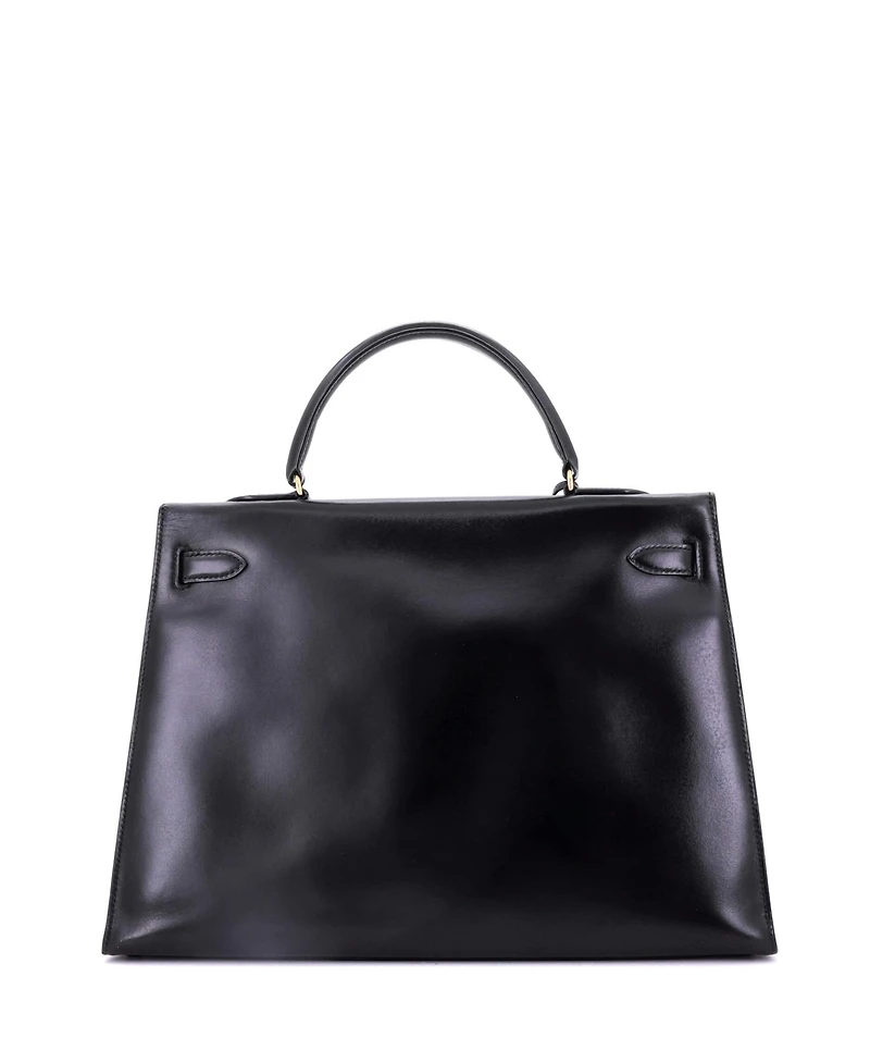 Pre-Owned Hermes Kelly 35 Handbag Black Box Calf with Gold Hardware