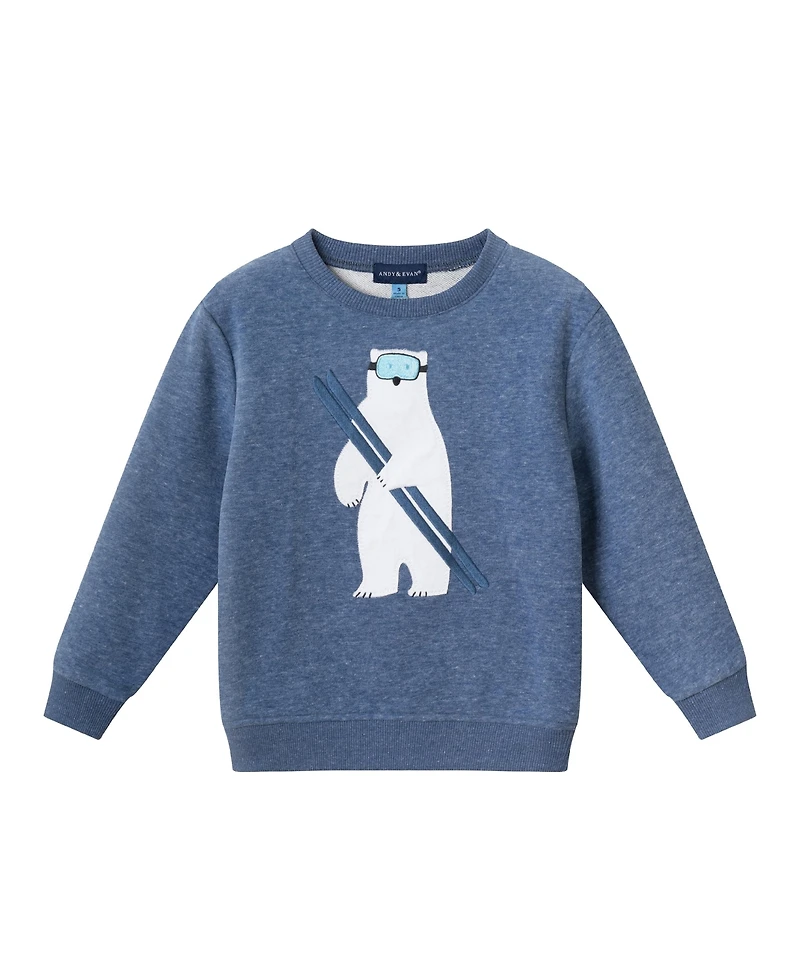 Andy & Evan Toddler/Child Boys Polar Bear Applique Sweater Navy Twill Jogger Set