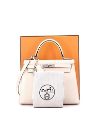 Pre-Owned Hermes Kelly 28 Handbag Light Epsom with Palladium Hardware