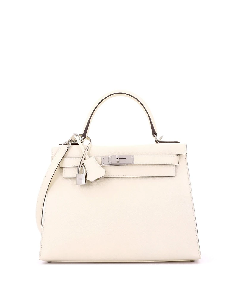 Pre-Owned Hermes Kelly 28 Handbag Light Epsom with Palladium Hardware