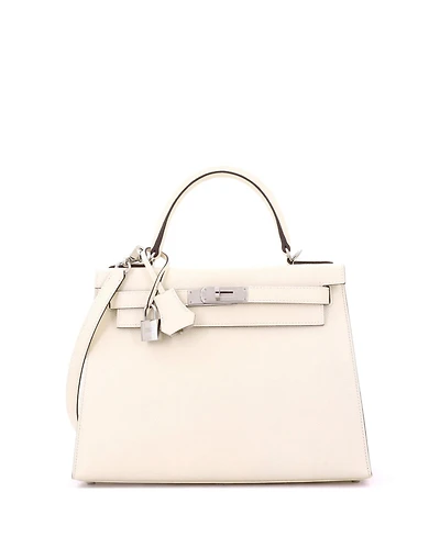 Pre-Owned Hermes Kelly 28 Handbag Light Epsom with Palladium Hardware