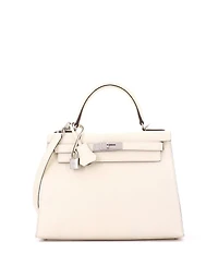 Pre-Owned Hermes Kelly 28 Handbag Light Epsom with Palladium Hardware