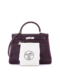 Pre-Owned Hermes Kelly 32 Handbag Bicolor Epsom with Palladium Hardware