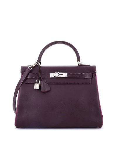 Pre-Owned Hermes Kelly 32 Handbag Bicolor Epsom with Palladium Hardware