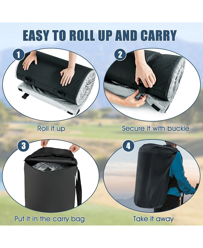 Akiudex Lightweight Portable Memory Foam Camping Mattress with Carrying Bag - Gray
