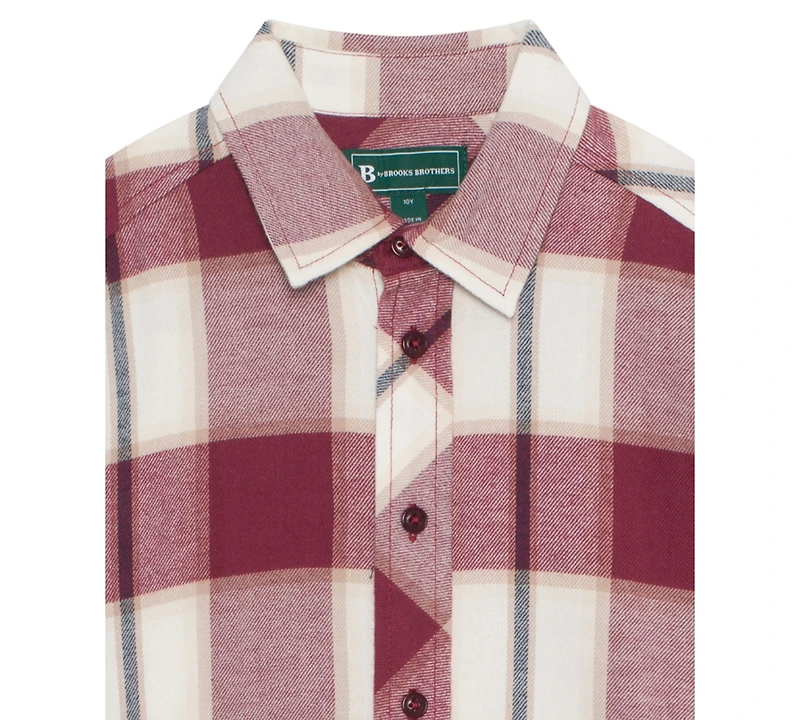 B By Brooks Brothers Big Boys Plaid Long Sleeve Shirt