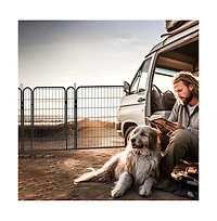 Aostirmotor 16 Black Panels 31.7 in H. Heavy Duty Metal Pet Exercise Pen with Door for Outdoor, Indoor