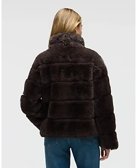 Nvlt Women's Wide Stripe Faux Fur Jacket