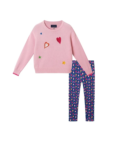 Andy & Evan Toddler Girls Toddler/Child Hearts Chenille Sweater Set