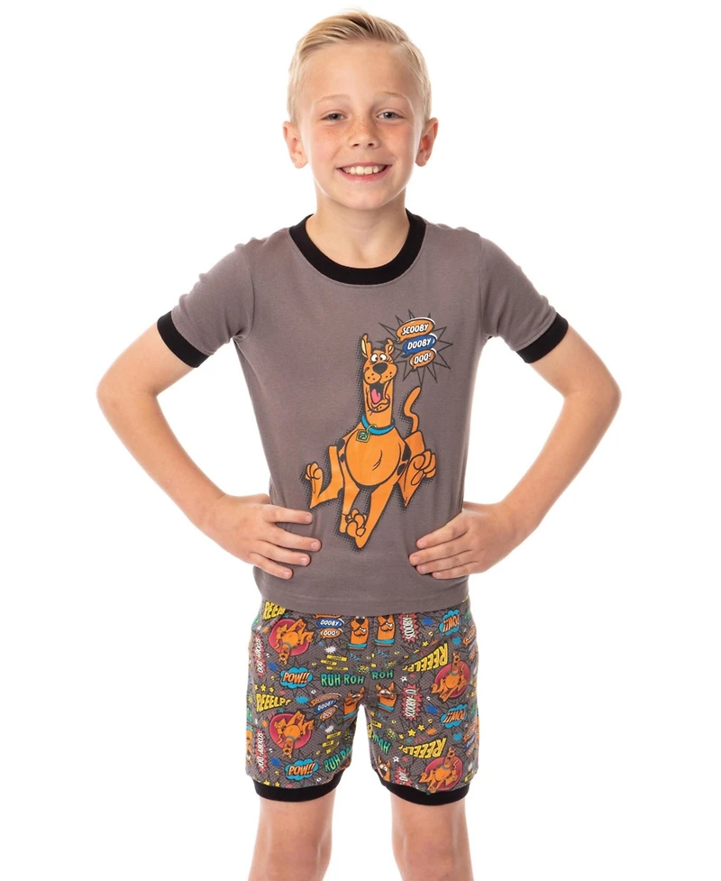 Scooby-Doo Boys' Tight-Fit 2-Piece Character Kids Cotton Pajama Short Set