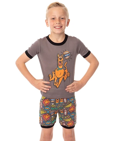 Scooby-Doo Boys' Tight-Fit 2-Piece Character Kids Cotton Pajama Short Set