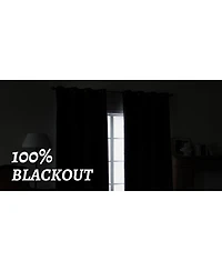 100% Blackout Linen Texture Curtains with Grommet Top, 2 Panels