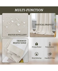 100% Blackout Linen Texture Curtains with Grommet Top, 2 Panels