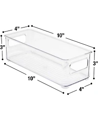 Sorbus 2 Pack Narrow Stackable Clear Storage Bins with Handles- for Kitchen Pantry, Freezer & Fridge Organization