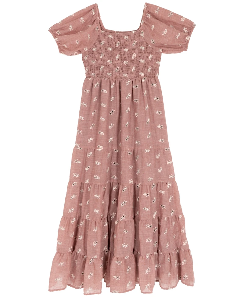 Rare Editions Big Girls Embroidered Linen Maxi Dress