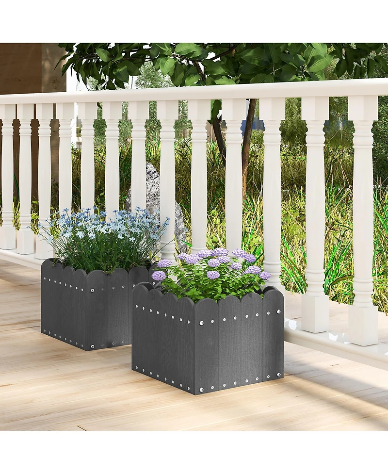 Gymax 2 Pack Square Planter Box Weather-Resistant Hdpe Flower Pot Garden Bed