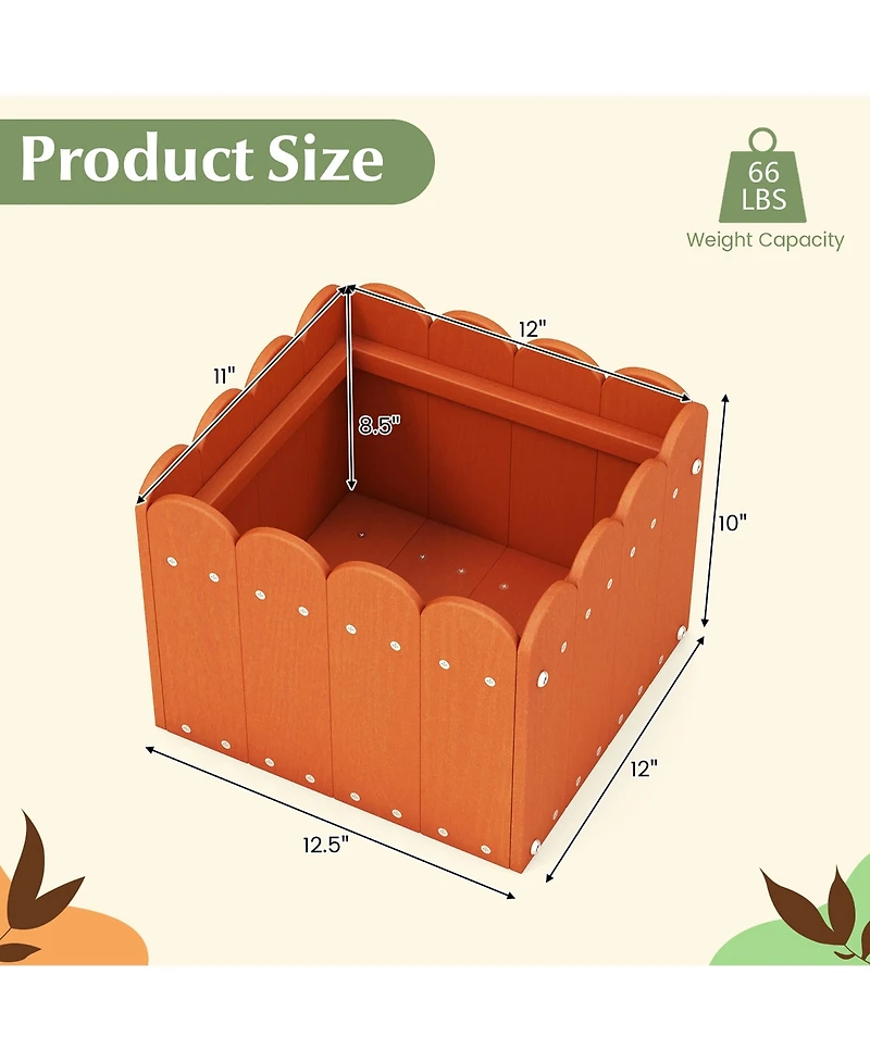 Gymax 2 Pack Square Planter Box Weather-Resistant Hdpe Flower Pot Garden Bed