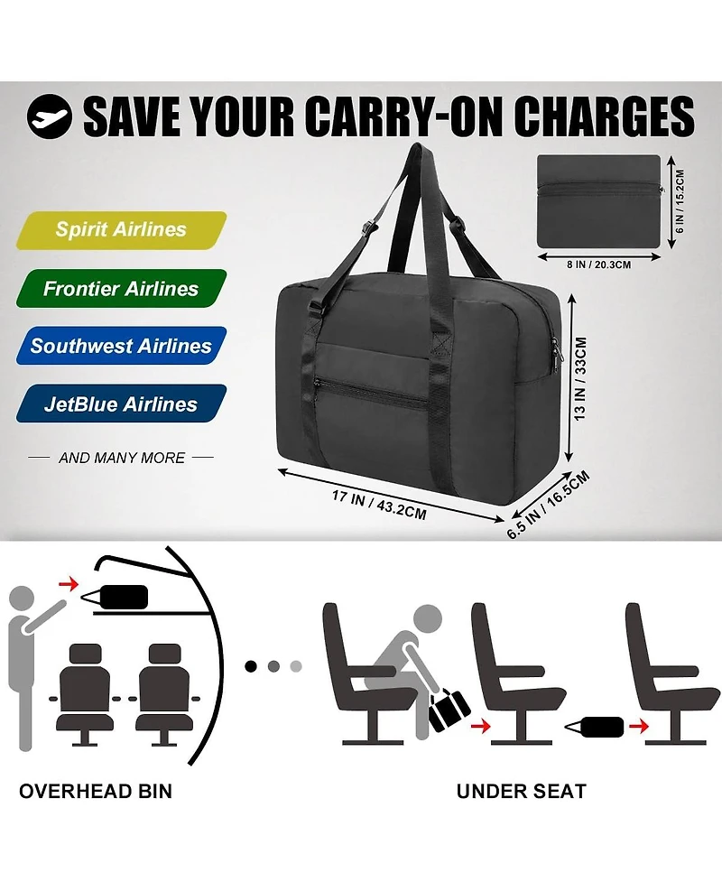 Small Duffle Bag for Travel, Personal Item Travel Bag Foldable Travel Tote Mini Gym Bag for Men Women, Black