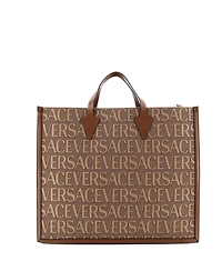 Pre-Owned Versace Large Allover Logo Convertible Tote Printed Canvas