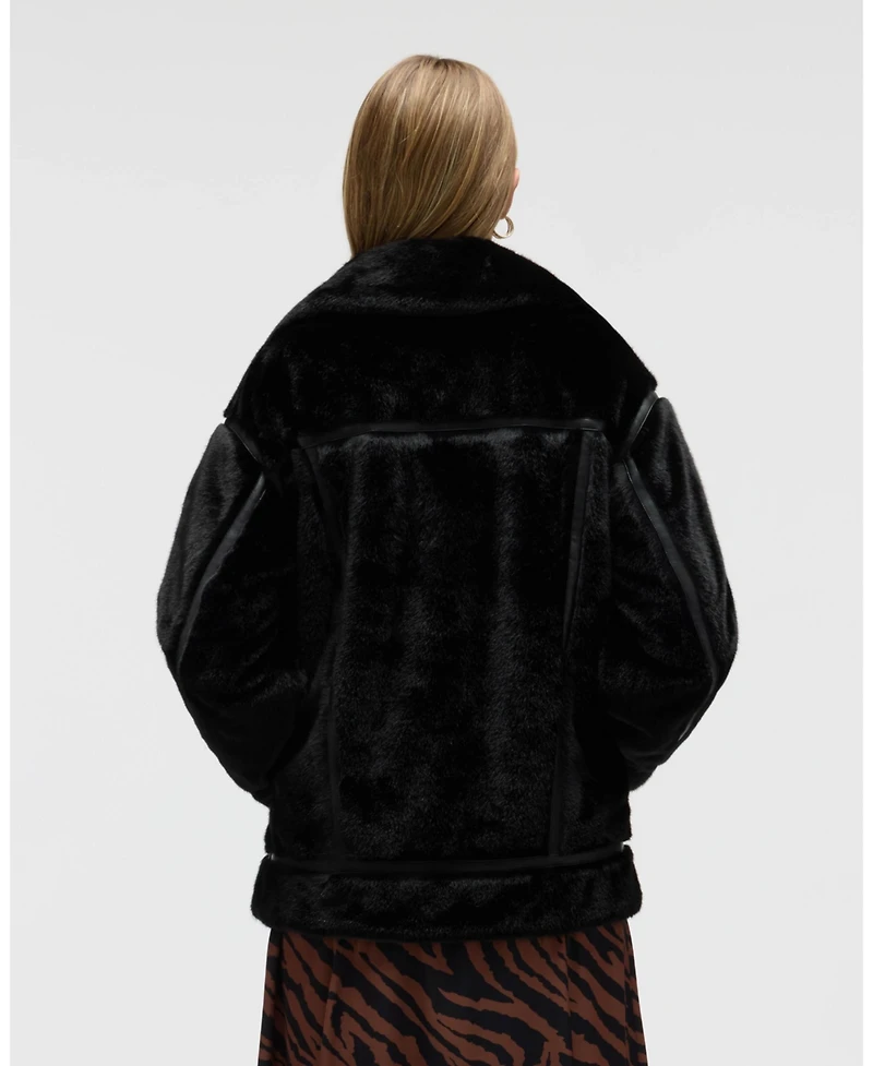 Nvlt Women's Mink Faux Fur Jacket with Tape Trims