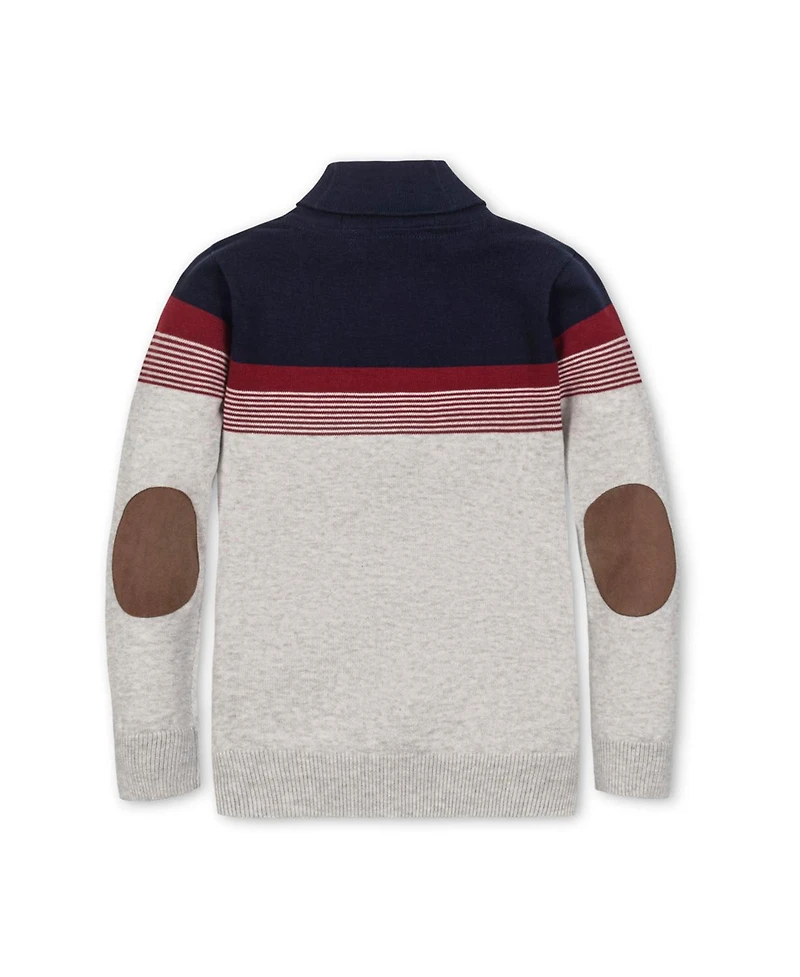 Hope & Henry Little and Big Boys' Organic Long Sleeve Striped Shawl Collar Sweater