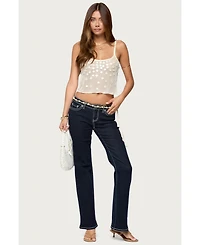 Edikted Womens Louis Contrast Low Rise Jeans