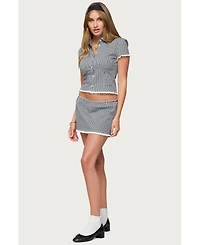 Edikted Womens Paige Gingham Tailored Button Up Shirt