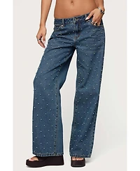 Edikted Women's Esmay Studded Low Rise Jeans