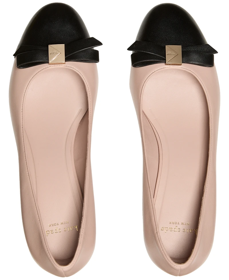 kate spade new york Women's Deco Bow Smooth Leather Ballet Pumps