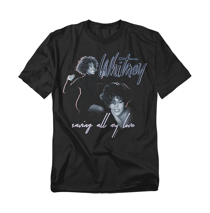 Logovision Men's Whitney Houston Saving All My Love Double Portrait T Shirt