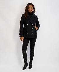Kensie Boucle Peacoat with Gold Accents