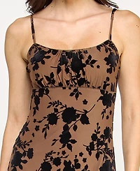Row A Juniors' Strappy Flocked Sleeveless Dress