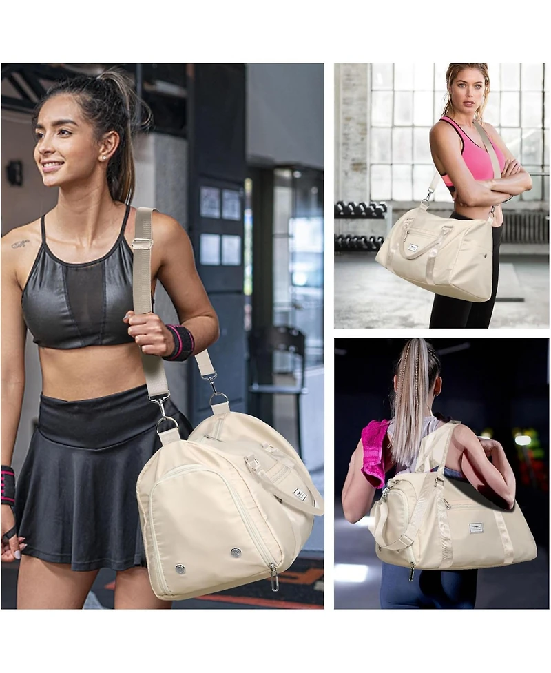 Urtala Womens Gym Tote Duffle Bag with Wet Pocket & Shoe Compartment, Sports Duffel Overnight Weekender Hospital Workout Carry on Bag for Girls, Ideal