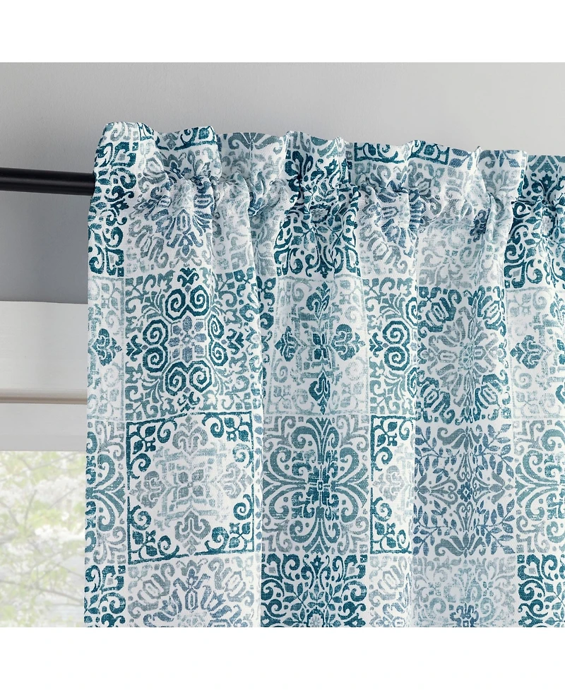 No. 918 Greco Mosaic Semi-Sheer Rod Pocket Kitchen Curtain Tier Pair