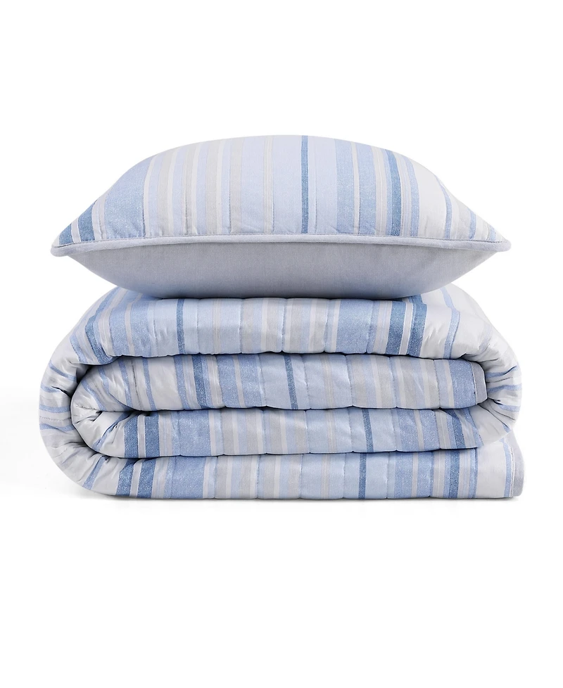 Tommy Hilfiger Bold Stripe Textured Cotton Reversible -Pc. Quilt Set