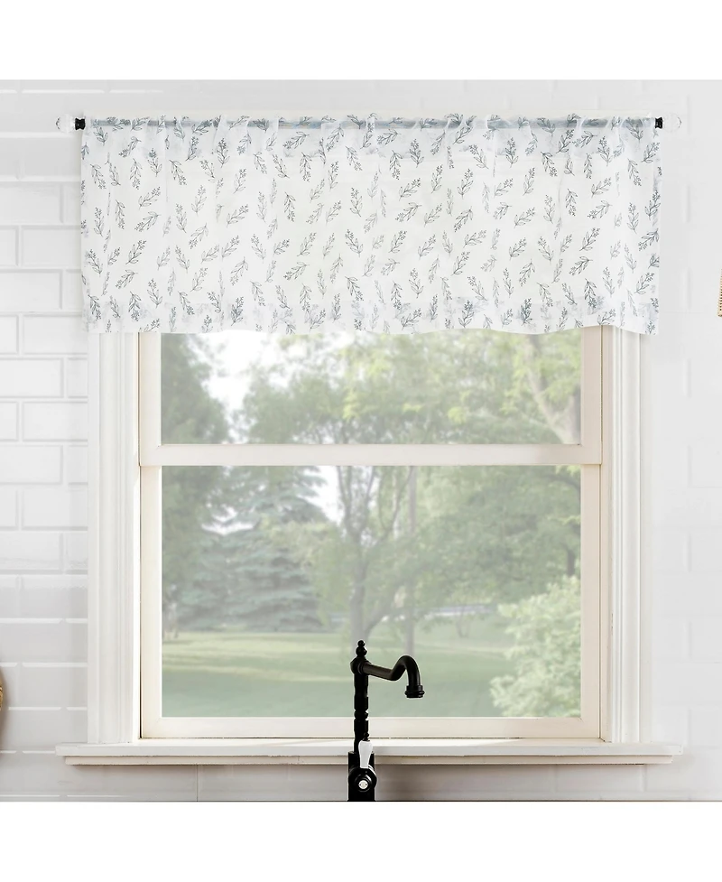 No. 918 Hollis Floral Leaf Sheer Rod Pocket Kitchen Curtain Valance