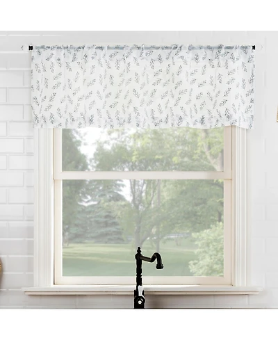 No. 918 Hollis Floral Leaf Sheer Rod Pocket Kitchen Curtain Valance