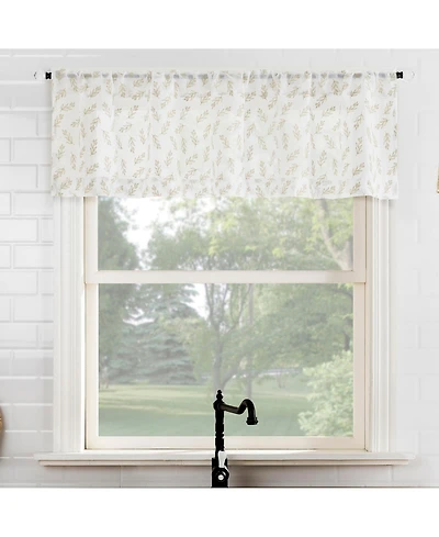 No. 918 Hollis Floral Leaf Sheer Rod Pocket Kitchen Curtain Valance