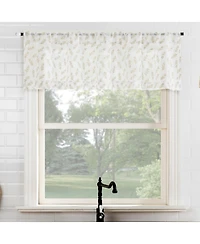 No. 918 Hollis Floral Leaf Sheer Rod Pocket Kitchen Curtain Valance