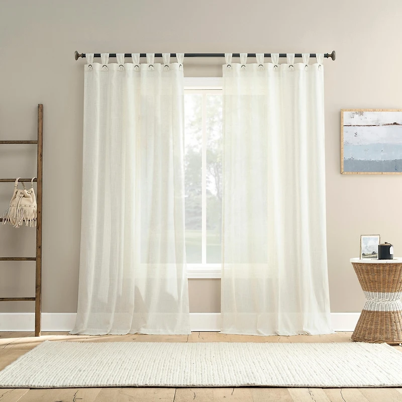 No. 918 Wescott Linen Blend Sheer Tab Top Curtain Panel