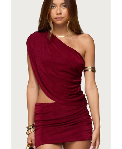 Edikted Womens Fiora One Shoulder Cutout Mini Dress