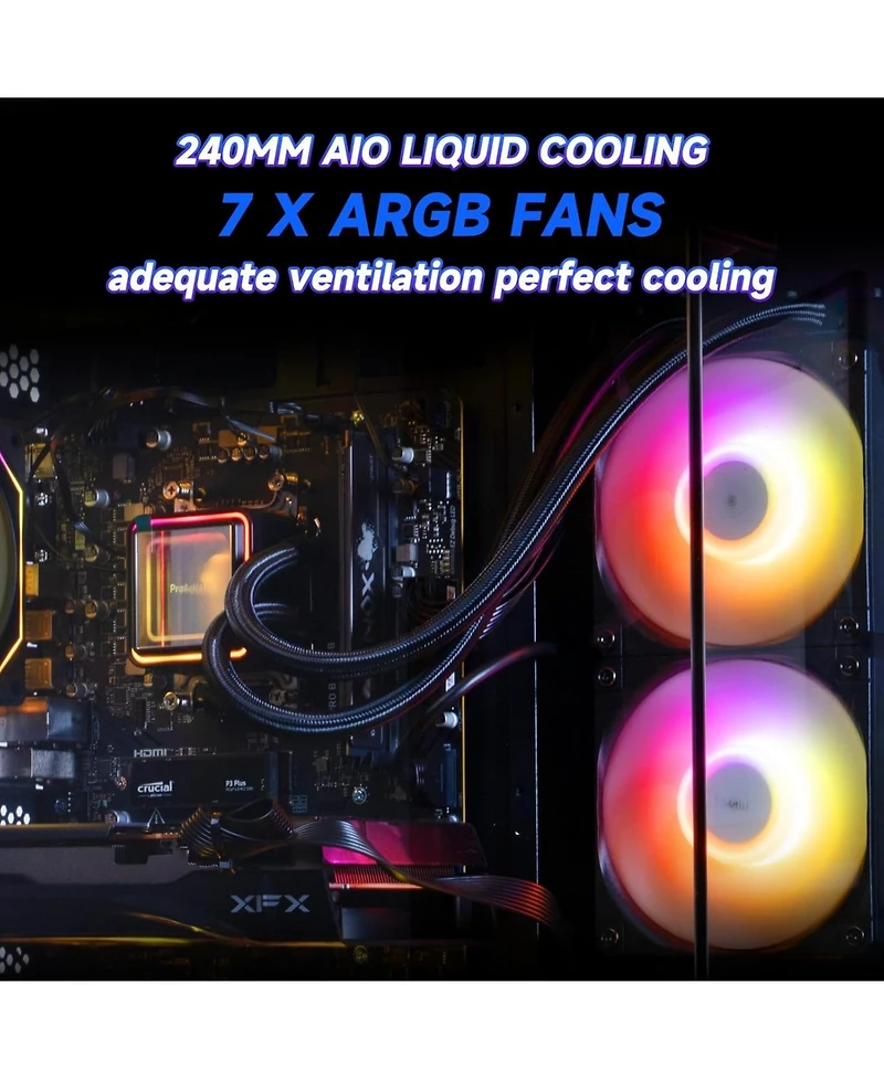 Ipason Gaming Desktop: Nvidia Rtx 5060 8G, Amd Ryzen 5 9600X, 32GB DDR5 Ram, 1TB Ssd, Liquid Cooling - Prebuilt Gaming Pc with Wi-Fi & Rgb