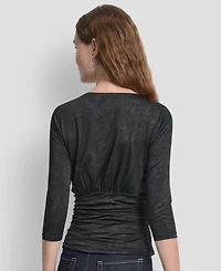 Dkny Women's 3/4-Sleeve V-Neck Top
