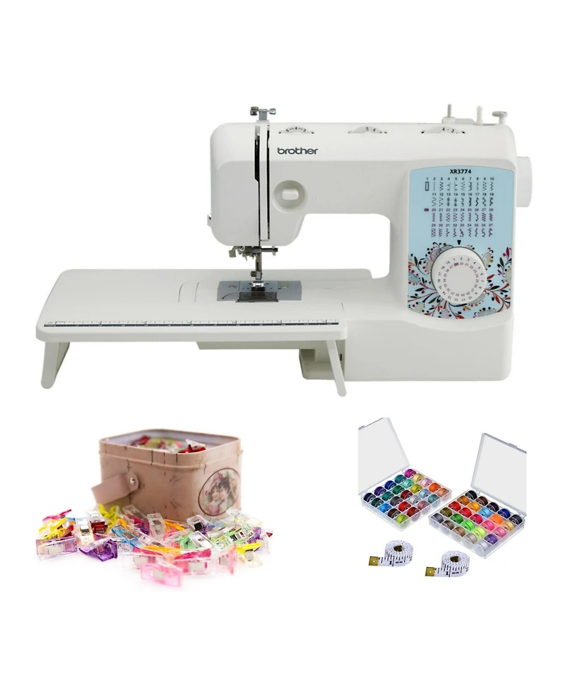 Brother XR3774 Wide Table Sewing with Built-In Stitches with Sewing Bundle