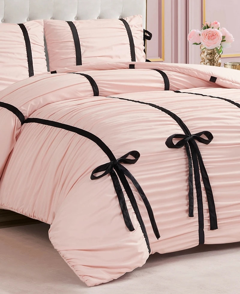 Juicy Couture Amelie Velvet Bows Ruched 2-Pc. Comforter Set, Twin/Twin Xl
