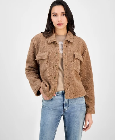 Nautica Jeans Women's Fleece Cropped Trucker Jacket