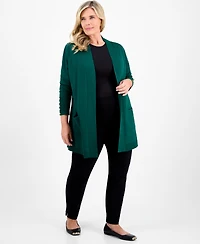 Jm Collection Plus Open-Front Long-Sleeve Cardigan, Exclusively at Macy's