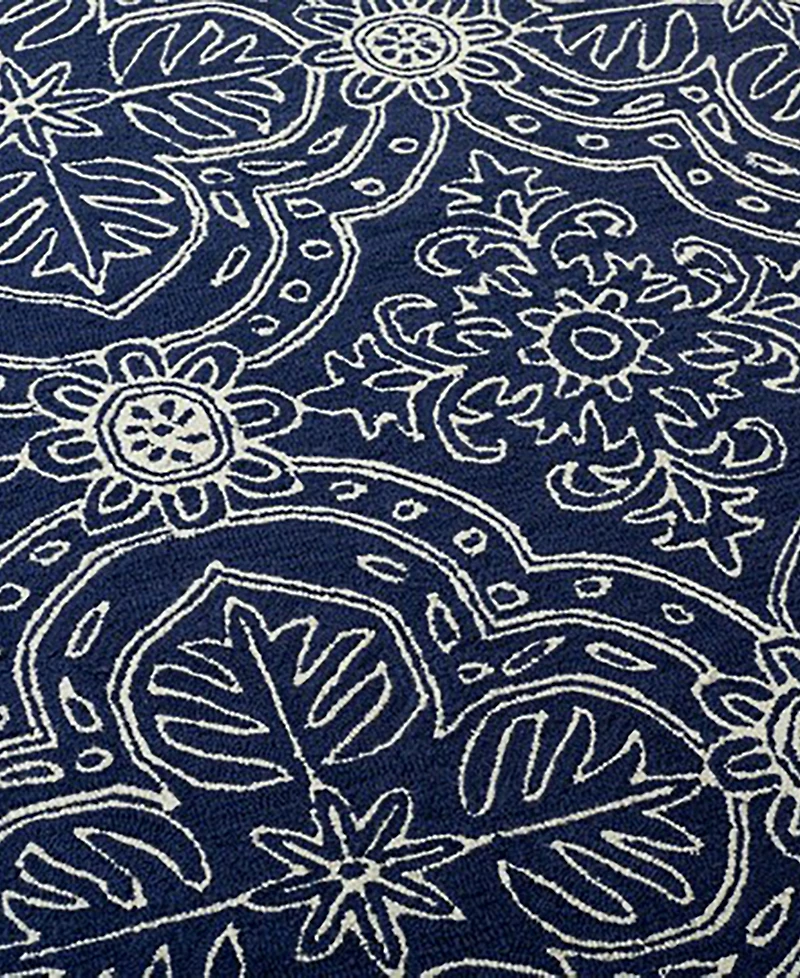 Lauren Ralph Lauren Etienne LRL6603N Navy and Ivory 5' X 5' Round Area Rug